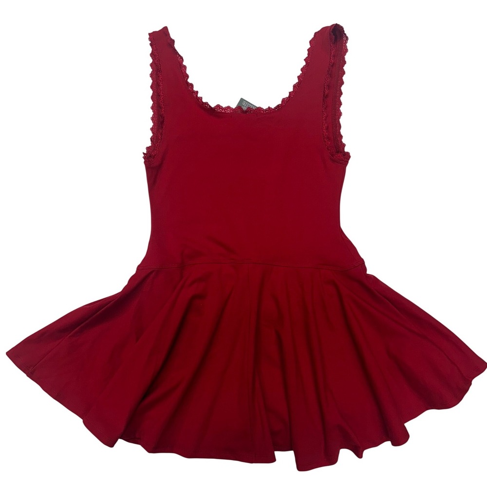 Wild Fable Mini Dress Crimson Red Lace Trim Fit Flare Sleeveless XS Womens